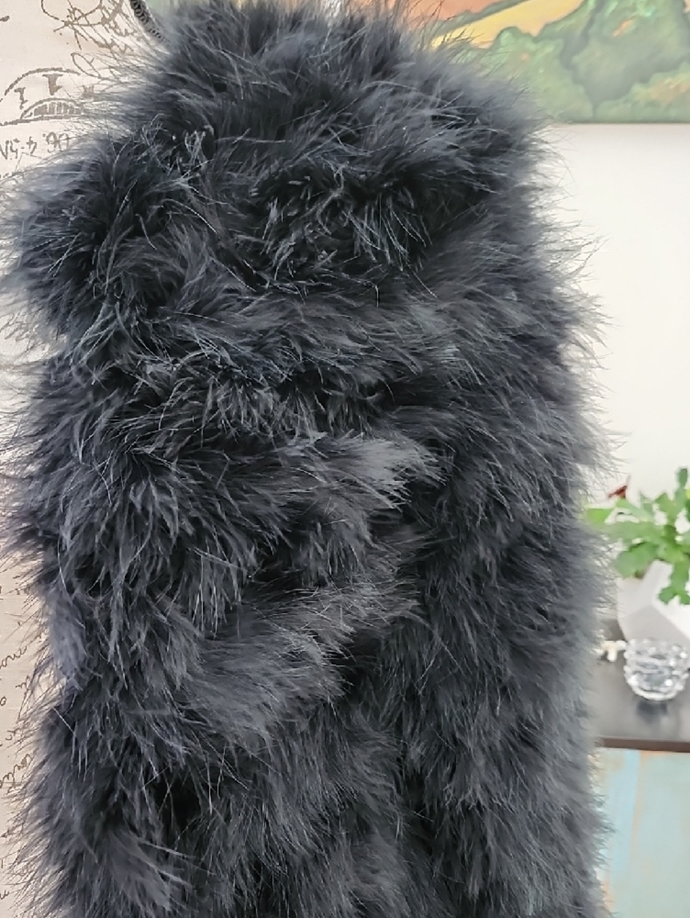 NEW - BCBGMaxAzria "Zoey" Black Ostrich Feather Jacket - Picture 3 of 13